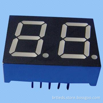 Dual-digit 7-segment LED Display, 0.8-inch Red Color, Common Anode, White Segment and Black Face